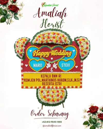 Karangan Papan Bunga Pernikahan di Awipari